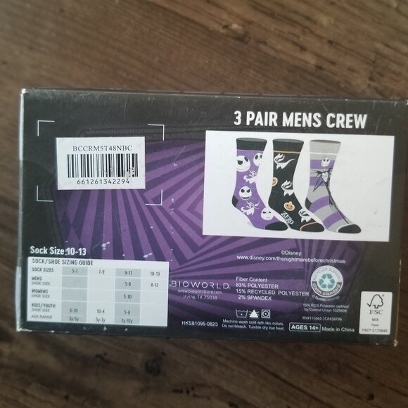 Disney Nightmare Before Christmas Crew Socks - 3 pack box set - Picture 4 of 6